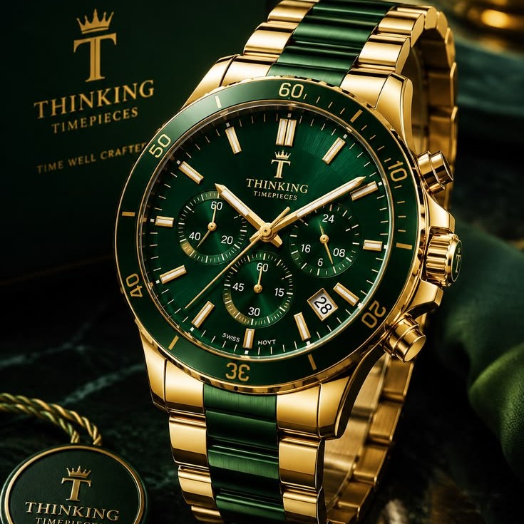 Thinking Timepieces Emerald Gold Chronograph