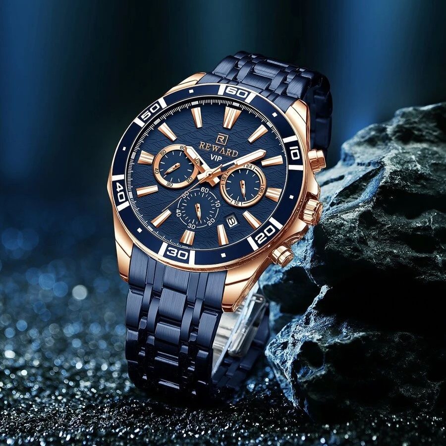 Reward VIP Chronograph, Blue & Rose Gold